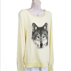 WILDFOX Oversized, slouchy yellow wolf sweatshirt